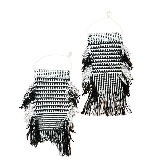 Opalhouse Macrame Tapestries Black & White Set of 2 Boho Wall Decor - Picture 1 of 3